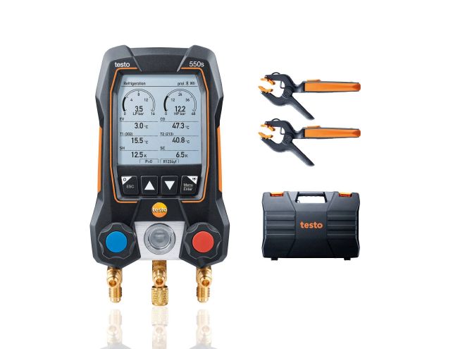 Testo 550S Digital Manifold Smart w/ wireless clamp temp probes